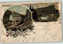 09429 O9372 Wolkenstein 1898 Lithographie Bahnpost Chemnitz Annaberg Zug 1351 3.8.98 Gasthaus Waldmühle