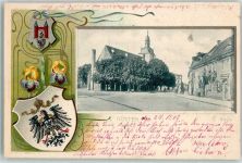 39439 O3256 Güsten , Anh 1902 Prägedruck Wappen Kirche Passepartout