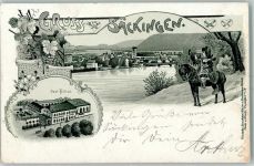 79713 W7880 Bad Säckingen 1904 Lithographie Bad-Hotel Trompeter