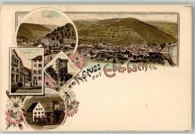 69412 W6930 Eberbach , Baden Lithographie Ottmar Zieher Rathaus Pulverturm