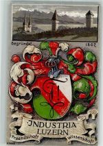 Luzern Lucerne Industria sign. Krach Studentenwappen 1917