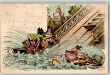 W8000 München Gruss von der Rutschbahn Freizeitpark Thiele, Arthur 1898 Lithographie / Künstlerkarte