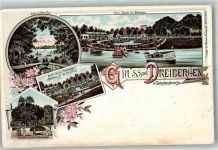 26160 W2903 Dreibergen 1897 Lithographie Gasthaus Blick auf den See