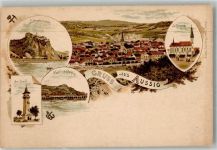 Usti nad Labem Aussig Lithographie Kirche Schreckenstein Ferdinandshöhe Aussichtsturm Am Brand