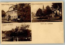 14929 O1701 Lobbese - Gasthaus Buschko Dorfteich Enten Kirche Kriegerdenkmal