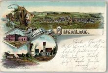 86807 W8938 Buchloe 1898 Lithographie Am Mühlbach Bahnhof Dorfkirche