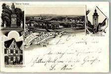 71672 W7142 Marbach am Neckar 1900 Lithographie Verläufer Druck um 1890 Schiller Denkmal Schiller's Geburtshaus Oberer Torturm