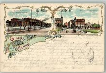 44623 W4690 Wanne 1898 Lithographie Bahnhof Soolbad Wilhelmsquelle