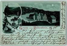 72270 W7292 Ruhestein 1898 Lithographie / Mondschein Wildsee Auerhahn