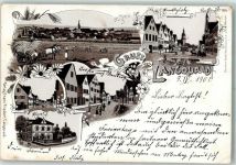 84085 W8301 Langquaid 1901 Lithographie Bauern Heuernte Fuhrwerk Dorfstraßen Pfarrhof