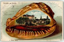 25746 W2240 Heide , Holst 1904 Prägedruck Lithographie Muschel Gasthaus Wald-Schlösschen