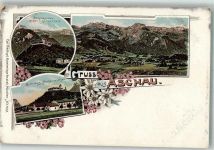 83229 W8213 Aschau i. Chiemgau Lithographie Schloss Hohenaschau Kampenwand