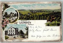 09477 O9301 Grumbach , Erzgeb Lithographie Gasthaus zu Grumbach Ortsbehörde Rehe