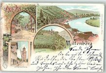 63897 W8760 Miltenberg 1898 Lithographie Der Engelsberg Spitzenturm Würzburger Tor
