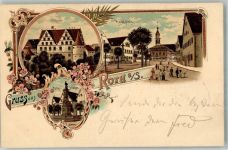 91154 W8542 Roth , Mittelfr 1898 Lithographie Schloss Ratibor Marktbrunnen Marktplatz