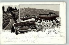 5020 Salzburg 1898 Lithographie Zahnradbahn Hotel Gaisberg