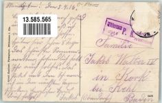 68260 Kingersheim 1916 Foto AK Feldpost WK I Zensur geprüft Geschäft Konsumgeschäft Kirche Schule Gemeindehaus