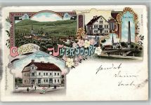 Ullersdorf Mirostowice Gorne 1900 BOAKC Postamt Kirche Denkmal Obelisk handlung Lithographie