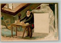 Type zählt sein Geld dahinter steht der Tod mit der Sense Lithographie Antisemitismus 1899 BOAKC