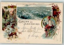 38871 O3705 Ilsenburg 1900 Lithographie Ilsefälle Hirsch Lyraspielerin