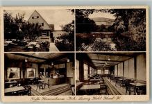 34117 W3500 Kassel , Hess Foto AK Kaffee Hessenschanze Gastraum Garten Schwanenteich