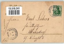 07545 O6500 Gera 1908 Lithographie Rathaus Real-Gymnasium Ferberturm Trinitas-Kirche