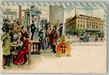 10115 W1000 Kreuzberg 1900 Lithographie Gasthaus Aschinger's Bierquelle Gaststube Wappen Münchner Kindl