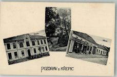 Krepitz Krepice 1937 Foto AK Schule Kirche Geschäft
