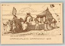 W6100 Darmstadt Karneval Festzug, der gelbe Garten Zeichnung von Curt Kempin Kunstgeschichte Darmstadt 1906 BOAKC