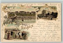 17419 O2252 Seebad Ahlbeck 1896 Lithographie Seesteg Strand Hotel Wendicke