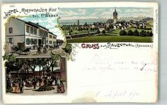 65388 W6229 Rauenthal , Forsthaus Lithographie Gasthaus Rheingauer Hof Gartenwirtschaft