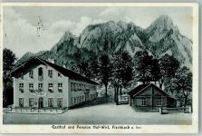 83126 W8201 Fischbach a Inn Künstlerkarte Bahnpost Kufstein Rosenheim Zug 8 24.8.31 Gasthaus Hof-Wirt