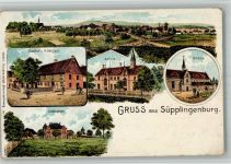 38376 W3331 Süpplingenburg 1906 BOAKC Lithographie Gasthaus Uetzfeld Lindenplatz Schule Dorfkirche