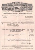 97318 W8710 Kitzingen Briefkopf Rechnung von 1938 Clemens Steiner Weinbau Weingrosshandel