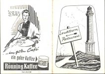 W2982 Norderney Ronning Kaffee Klappkarte Leuchtturm Restaurant; KEINE AK, ca. 21,1x15 cm aufgeklappt Kaffeewerbung Überformat
