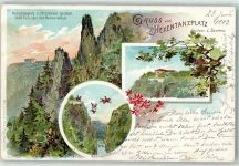 06502 O4308 Thale 1903 Lithographie Hexentanzplatz Rosstrappfelsen