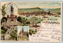 55411 W6530 Bingen am Rhein 1905 Lithographie National-Denkmal Rochus-Kapelle Mäuseturm