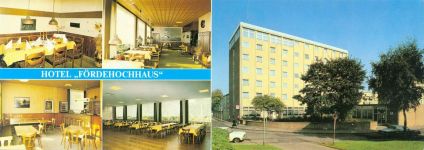 24103 W2300 Friedrichsort KEINE AK Hotel Fördehochhaus Aussen-und Innenansicht Klappkarte