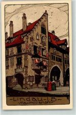 88131 W8990 Lindau Bodensee Künstlersteindruck Maximilianstraße Frauen