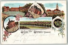 31028 W3212 Gronau Leine 1899 Lithographie Wappen Kais. Post Papierfabrik Am Markt
