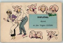 Schwein vermenschlicht Diplome decerne au plus Vulgaire Cochon Erotik AK Sager, Xavier