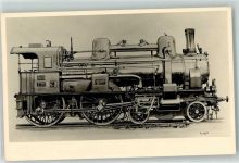 Zeichnung sign. R.v. K Hoss Dampflokomotive Foto AK