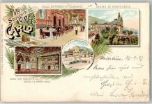 Monaco 1897 Lithographie Gasthaus Casino Schloss