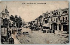 Arys Orzysz Gebrauchsspuren Marktplatz Lötzenerstraße Kirche Geschäft Pferdewagen