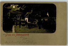 86609 W8850 Donauwörth 1908 Lithographie Gruss Mond Nacht Brücke