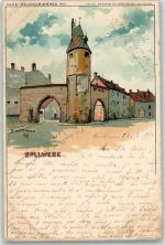 68100 Mulhouse Mülhausen 1899 Künstlerkarte Bollwerk Tor Turm sign. B. Hartmann