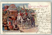 Nr. 104 Kammerwagen auf AK Hess. Tracht, Mandt 1907 Künstlerkarte