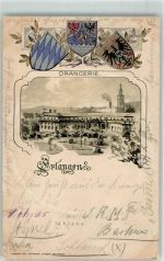 91052 W8520 Erlangen 1900 Gebrauchsspuren Prägedruck Orangerie Wappen