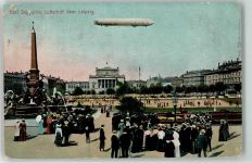 O7000 Leipzig Luftschiff über der Stadt Zeppelin 1912 Gebrauchsspuren