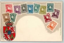Ottmar Zieher Briefmarkenabbildung Wappen Motiv Spanien Prägedruck